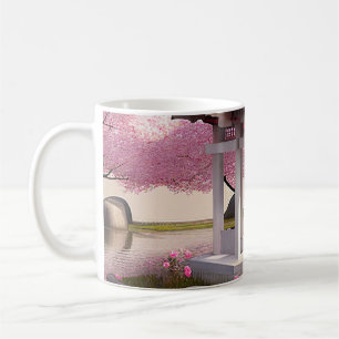 Natur Schönheit Sakura Kirschblüten Garten Blick Kaffeetasse
