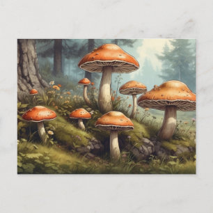 Natur, Sommer-Walddarstellung mit Toadstool Postkarte
