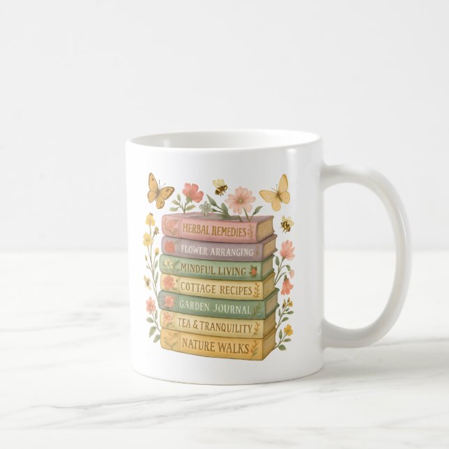 Natur und Botanischer Stapel buchen Kaffeetasse (Rechts)