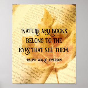 Natur und Bücher Emerson literary Zitat sepia Ton Poster