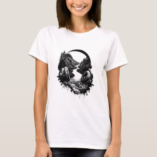 Natur- und Musikkopfhörer - Schwarz und Weiß-Künst T-Shirt