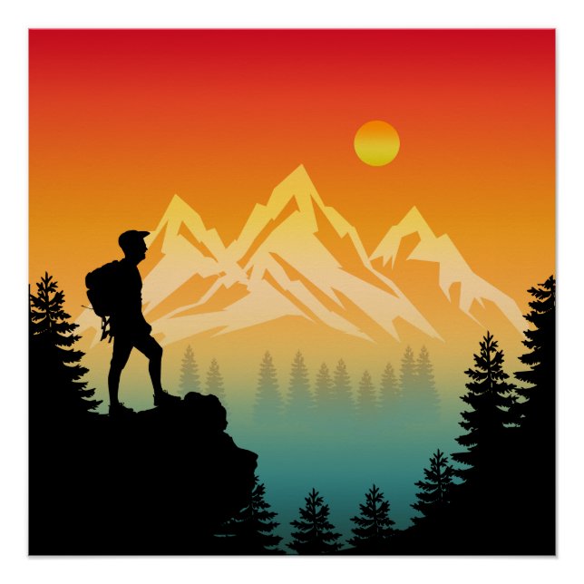 Natur Wandern Bergwald Landschaft Poster (Vorderseite)