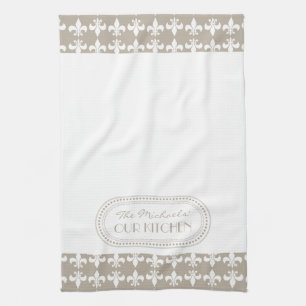 Natur   White Lilie Pattern Monogram Handtuch