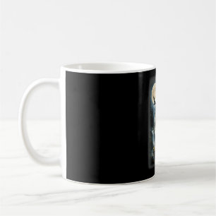 Natur Wolf Wald Bäume Wölfe Wildtier Mond Kaffeetasse