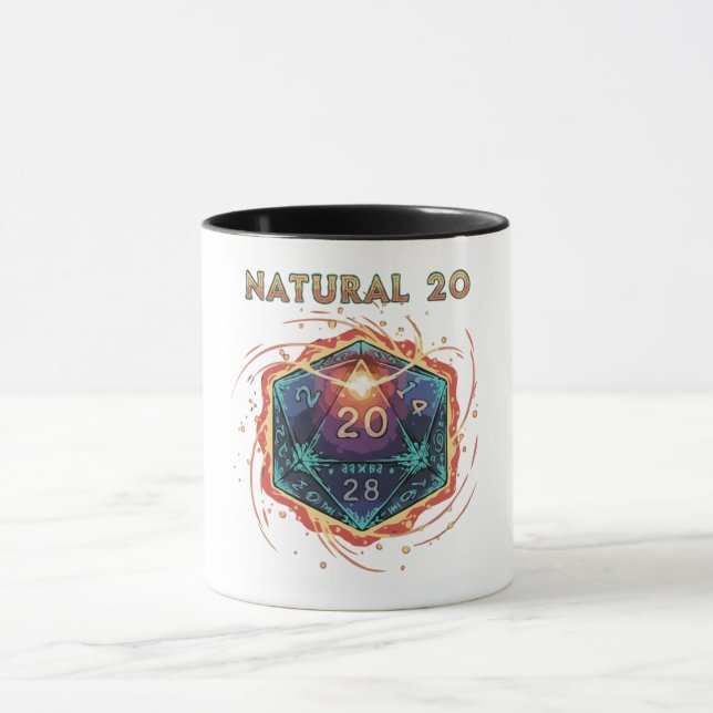 Natural 20 Flaming D20 Dice | Epic D&D Critical   Tasse (Zentrum)