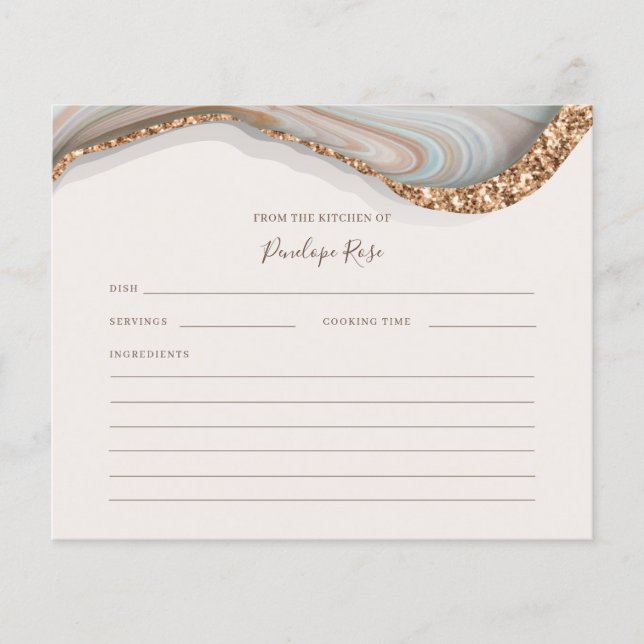 Natural Agate Stone Name Rezept Card (Vorderseite)