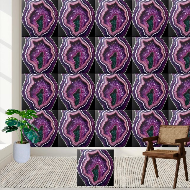 Natural Amethyst Geode Tile mit grünem Zentrum Fliese (Natural Amethyst Geode Tile with Green Center)