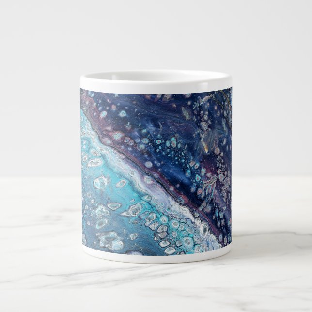 Natural Attraction 2 Blue Geode Abstract Drink Mug Jumbo-Tasse (Vorderseite)