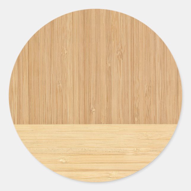 Natural Bamboo Border Wood Grain Look Runder Aufkleber (Vorderseite)