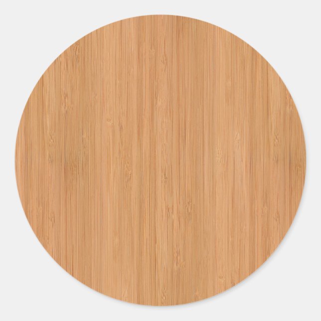 Natural Bamboo Wood Grain Look Runder Aufkleber (Vorderseite)