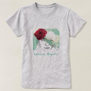 Natural Beauty Slogan Vintage Blume Girl T-Shirt