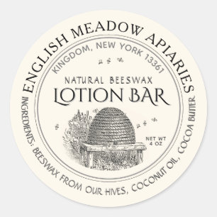 Natural Beeswax Custom Lotion Bar Label Elfenbein Runder Aufkleber