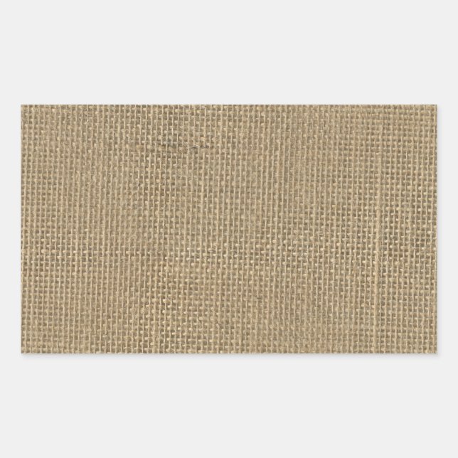Natural Beige Burlap Rechteckiger Aufkleber (Vorderseite)