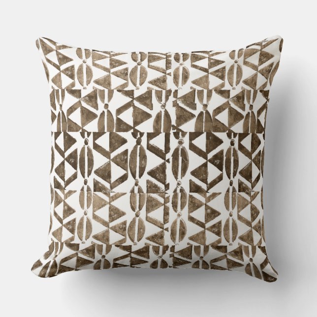 Natural Block Print Tribal Muster Kissen (Vorderseite)