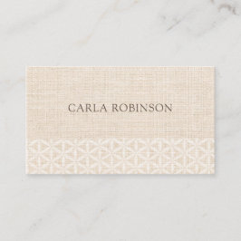 Natural Boho chic, Beige & White, Blume des Lebens Visitenkarte