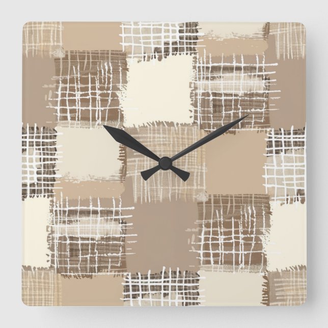 Natural Boho Wall Clock Quadratische Wanduhr (Vorderseite)
