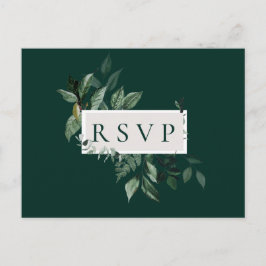 Natural Botanic Emerald Wedding RSVP Song Request Einladungspostkarte