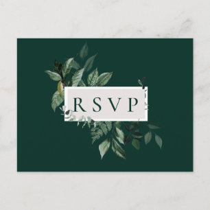 Natural Botanic Emerald Wedding RSVP Song Request Einladungspostkarte