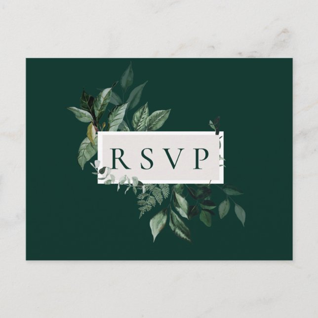 Natural Botanic Emerald Wedding RSVP Song Request Einladungspostkarte (Vorderseite)