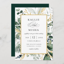 Natural Botanic Foliage Frame Emerald Wedding