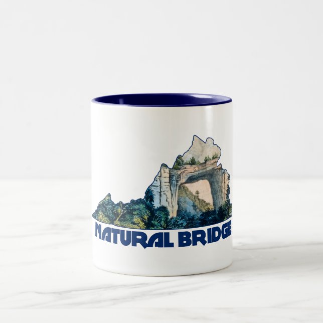 Natural Bridge Virginia State Karte Zweifarbige Tasse (Mittel)