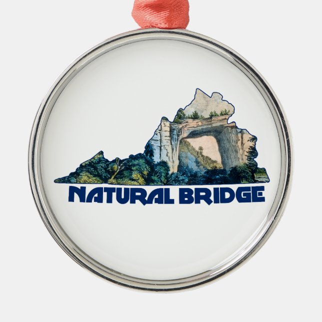 Natural Bridge Virginia State Map Ornament Aus Metall (Vorne)