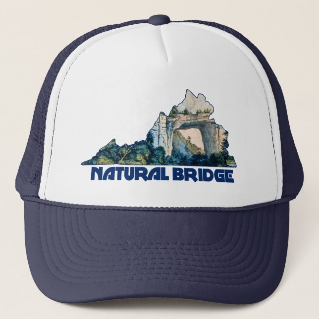 Natural Bridge Virginia State Map Truckerkappe (Vorderseite)