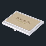 Natural Color Classic Line Texture Visitenkarten Dose<br><div class="desc">Einfache,  natürliche Farbe Leinen Textur Farbe Hintergrund mit benutzerdefinierten braun und olivgrün anpassbare Typografie. Diese Vorlage ist für eine Hautpflege beruflich,  kann aber für jeden Beruf angepasst werden,  indem der Schriftart und die Farbe geändert werden.</div>