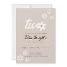 Natural Daisy Boho Geburtstagseinladung