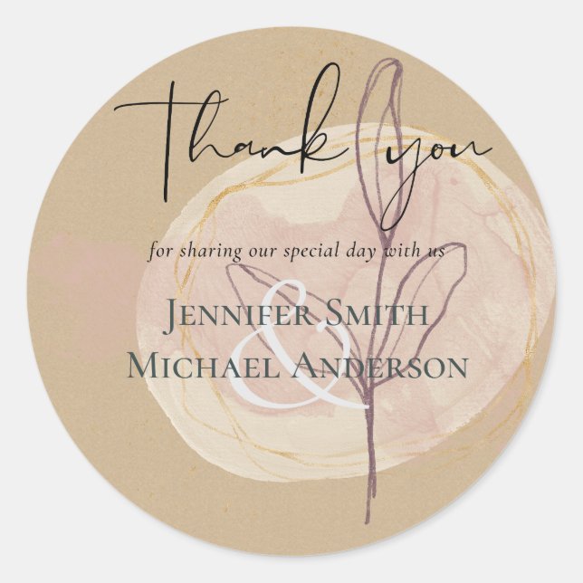 Natural Earth Rustic Woodland Herbstlaubs Hochzeit Runder Aufkleber (Vorderseite)