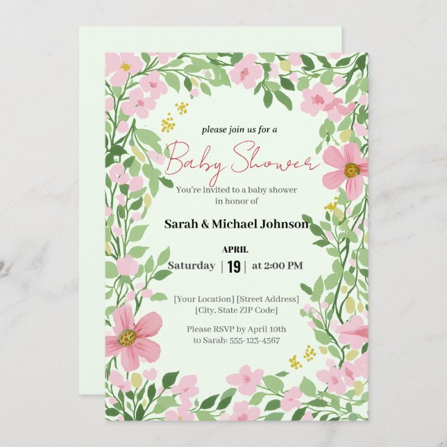 Natural Garden Baby Shower Einladung (Vorne/Hinten)