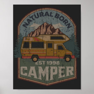 Natural Geboren Camper Vintag Retro bedrückte T-Sh Poster