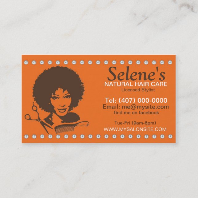 Natural Hair African American Salon Business Card Terminkarte (Vorderseite)