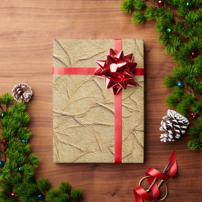 Natural Handmade Paper Texture in Warm Beige Geschenkpapier (Feiertagsgeschenk)