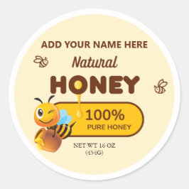 Natural Honey Bee Jar Apiary Business Labels Runder Aufkleber