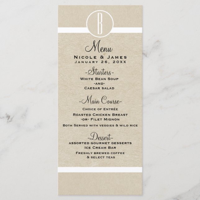 Natural Kraft Rustic Minimal Wedding Menu Card Menükarte (Vorderseite)