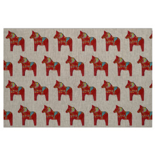 Natural Linen Dala Horse Fabric Stoff