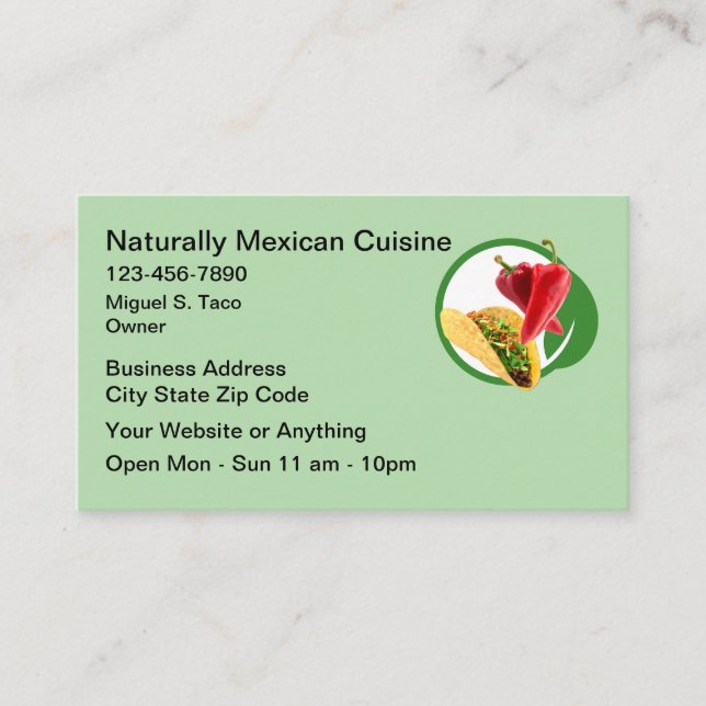 Natural Mexican Cuisine Business Cards  Visitenkarte (Vorderseite)
