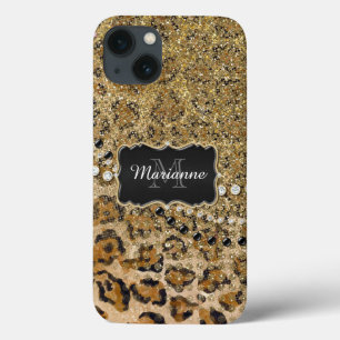 Natural n Gold Leopard Animal Print Glitter Look Case-Mate iPhone Hülle