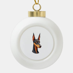Natural Oar Doberman Keramik Kugel-Ornament