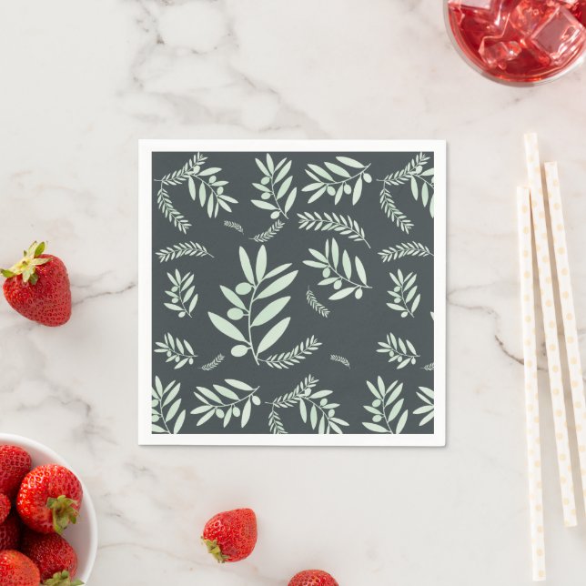 Natural Olive Branch Pattern Napkins - elegant Serviette (Beispiel)