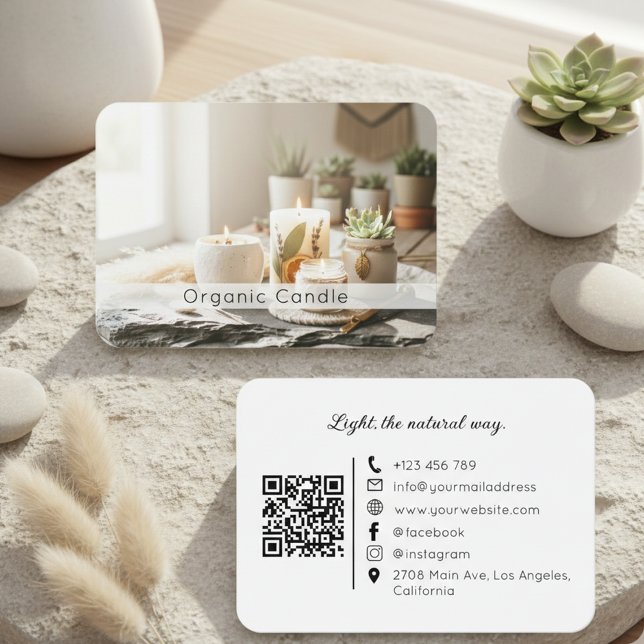 Natural Organic Handmade Candle QR Code  Visitenkarte (Von Creator hochgeladen)