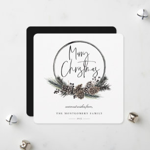 Natural Pine Hoop Wreath Holiday Card Feiertagskarte
