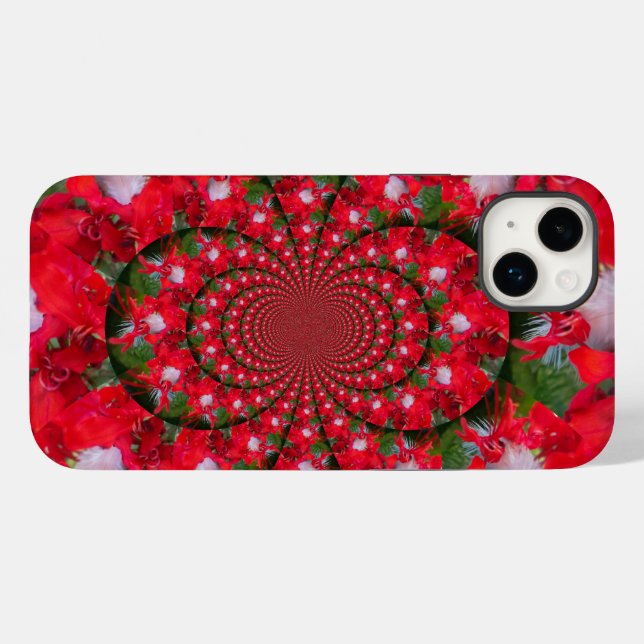 Natural Red Blume White Feather kaleidoscope art Case-Mate iPhone Hülle (Rückseite (Horizontal))