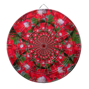 Natural Red Blume White Feather kaleidoscope art Dartscheibe