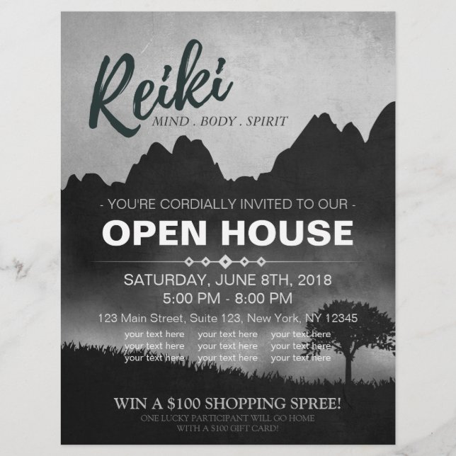 Natural Reiki Master & Yoga Lehrer Open House Flyer (Vorne)