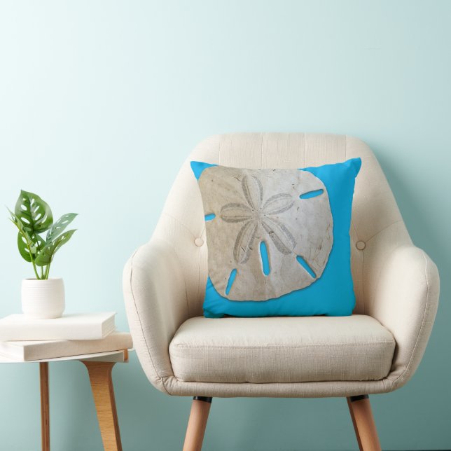 Natural Sand Dollar Blue Beach Deco Throw Kissen (Stuhl )