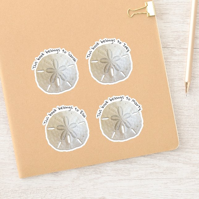 Natural Sand Dollars Custom Text Kids Aufkleber (Notizbuch)