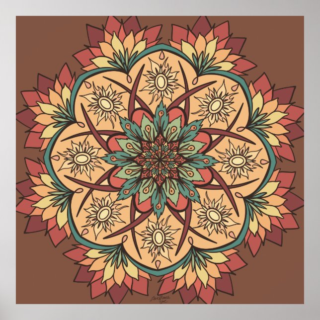 Natural Sun Earth Rhythm Mandala Poster (Vorne)