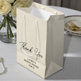 Natural White Minimalist Bridal Shower Thank You Mittlere Geschenktüte